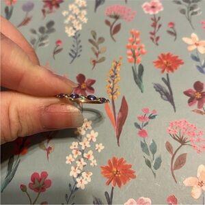 10k gold lab created emerald & alexandrite ring